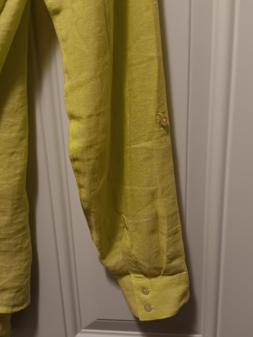 Sigrid Olsen| 100% Linen Button Down Tunic Chartreuse Relaxed Oversize  Sz L - Picture 3 of 16